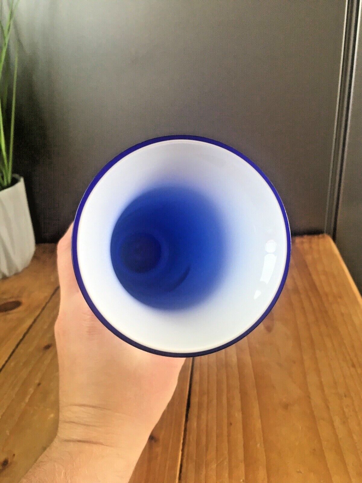 Mid Century Modern Blue Italian Empoli Cased Glass Vase 60's 70's Scandi Style photo buy