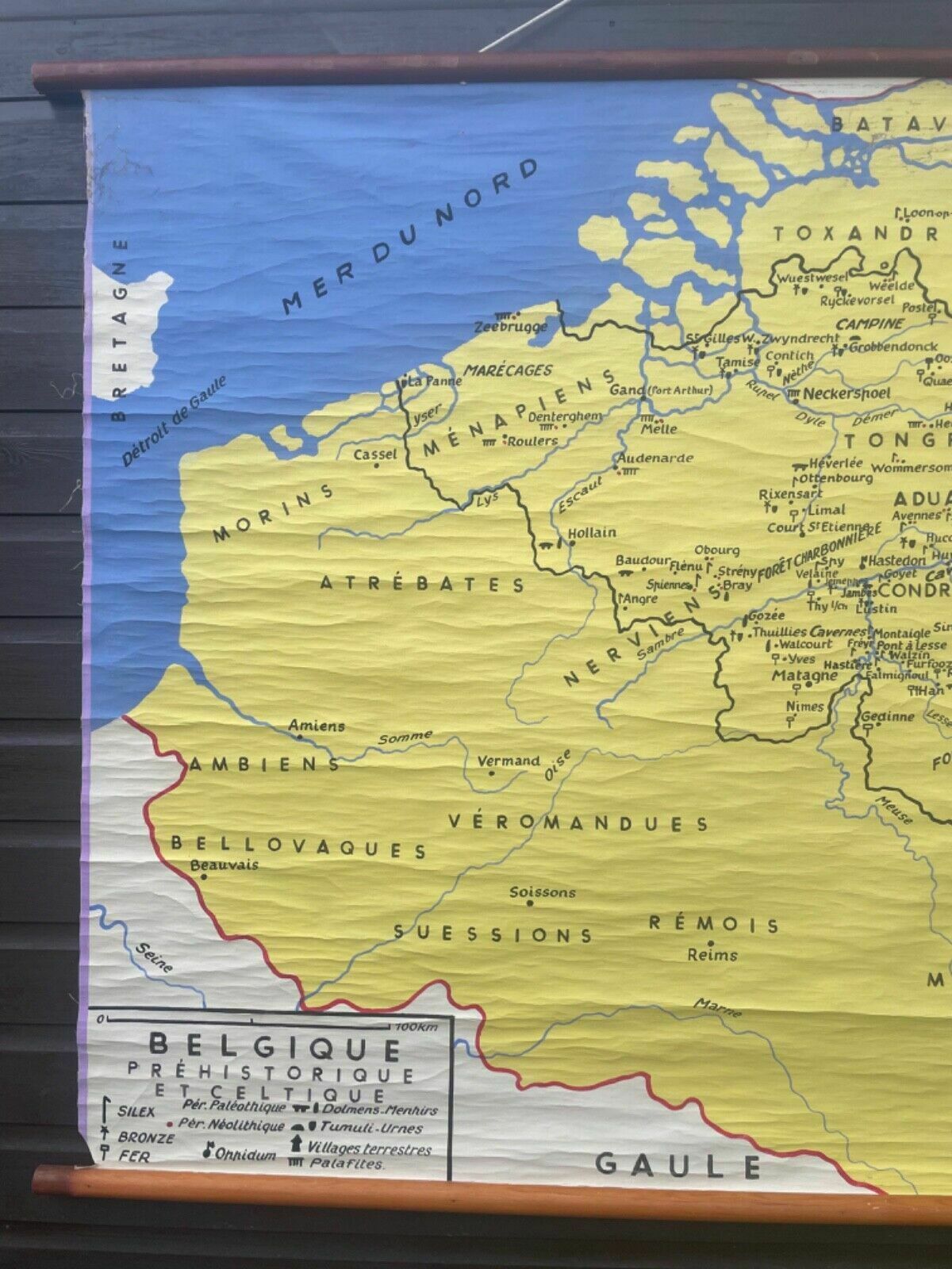 Rare Vintage Map Of Belgium Screen Printed In Belgium Roll Down School Map photo furniture