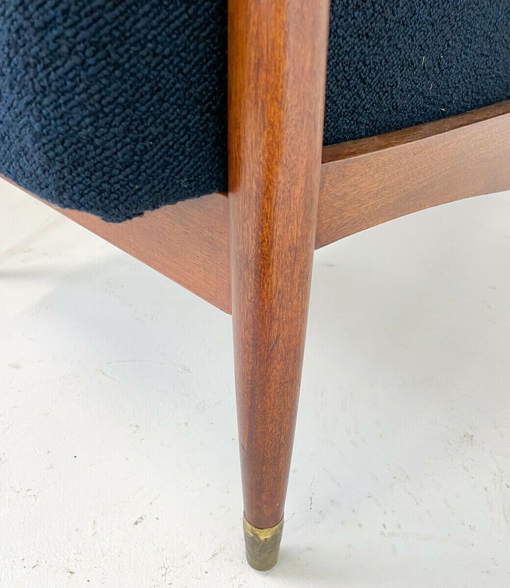 Pair Of Italian Mid Century Armchairs In Navy Boucle photo buy