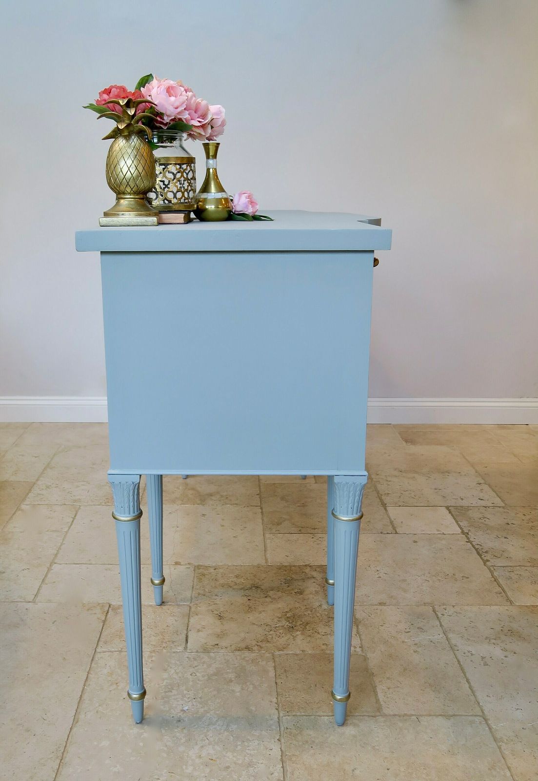 Vintage Mahogany Sideboard, Regency Sideboard, Bow Fronted Cabinet, Floral Magnolia Sideboard, Green Grey Buffet photo Furniture