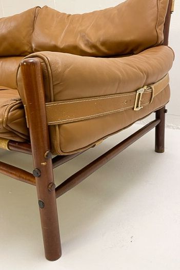 Vintage "Kontiki" Three Seater Leather Sofa By Arne Norell photo vintage