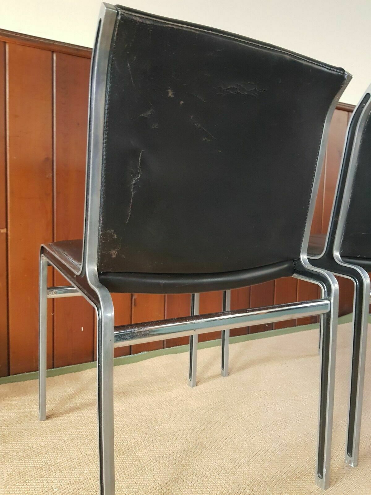 Andre Vandenbeuck Aluline Lounge Chair In Black Leather For Strassle 2 Available photo 695.0
