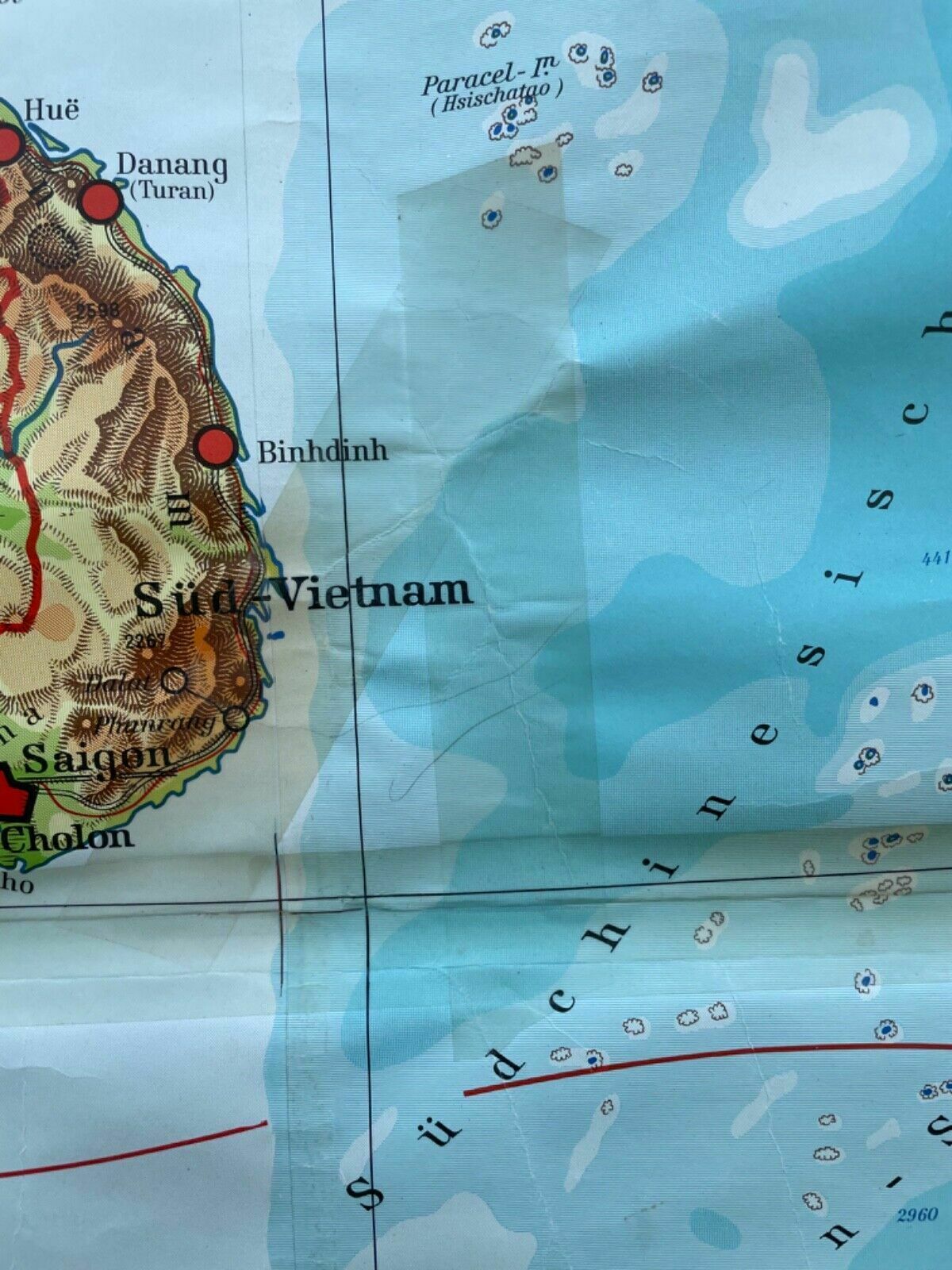 photo furniture Vintage South & East Asia Geographical Roll Down School Map Chart Geography