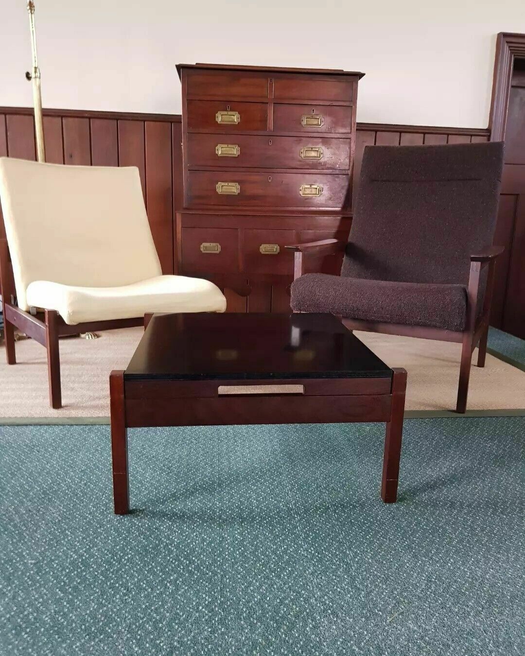 Teak 'Kyoto' Armchair Chair And Two Tables By Guy Rogers. 4 Pieces