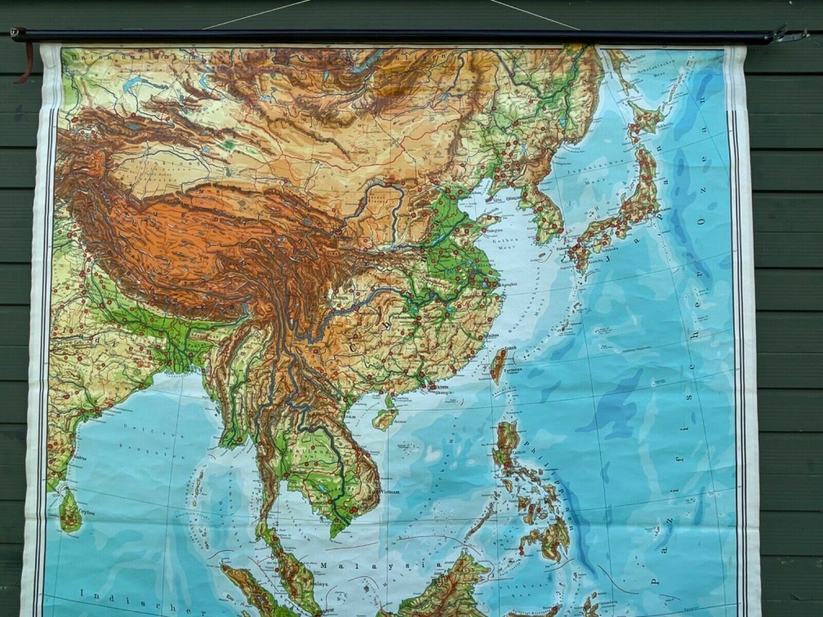 Vintage South & East Asia Geographical Roll Down School Map Chart Geography photo Art