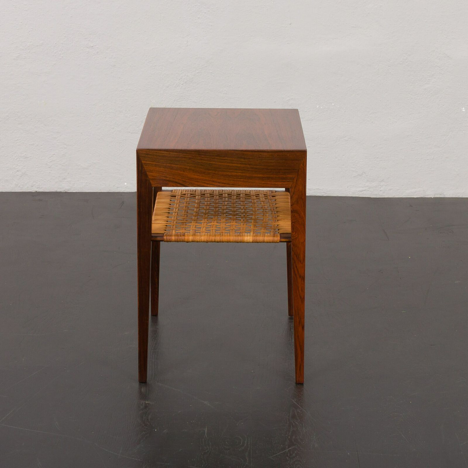 Rosewood And Cane Side Table W. Hidden Drawer By Severin Hansen For Haslev, Denmark, 1960s photo 1670.0