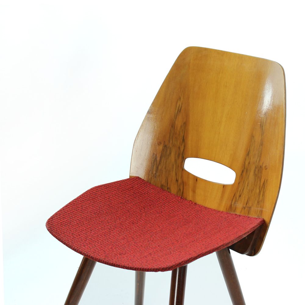 Frantisek Jirak Lollipop Dining Chairs In Walnut Veneer For Tatra, Circa 1960, Set Of 4 photo vinterior