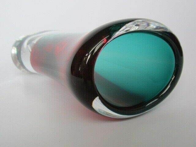 Hand Blown Bohemia Glass Art Glass Vase Red And Turquiose Lead Free Crystal photo Home Decor