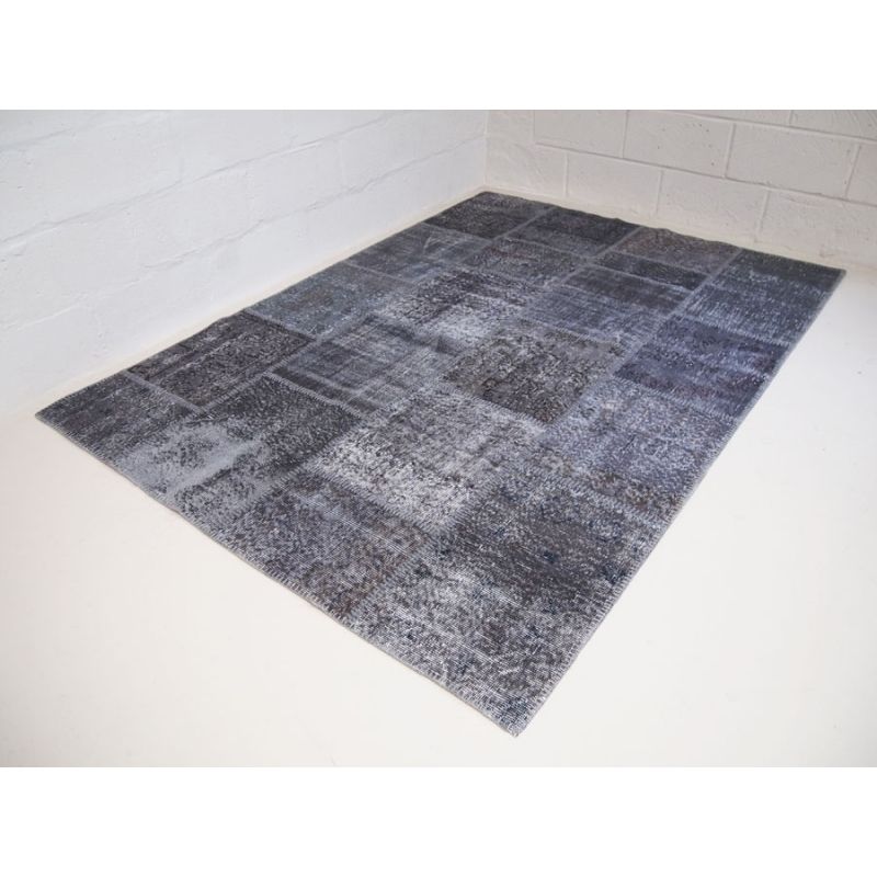 Grey Overdyed Vintage Turkish Hand Stitched Patch Work Rug photo furniture