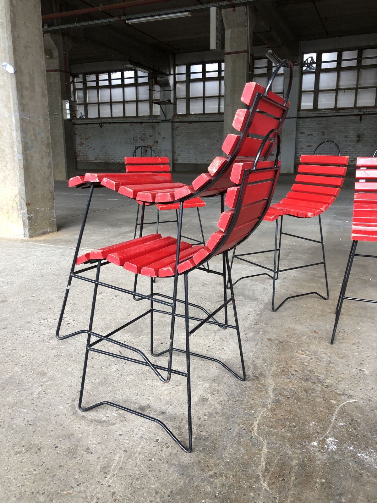 photo buy Playful Dining Chairs With Wooden Slats, 1960s, Set Of 5