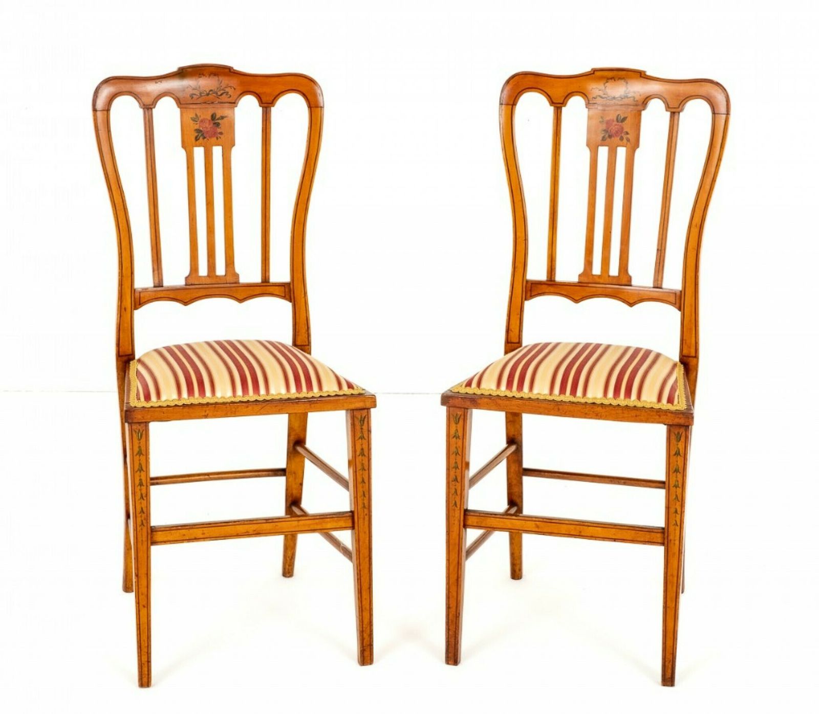 Pair Antique Bedroom Chairs Satinwood 1890 photo for sale