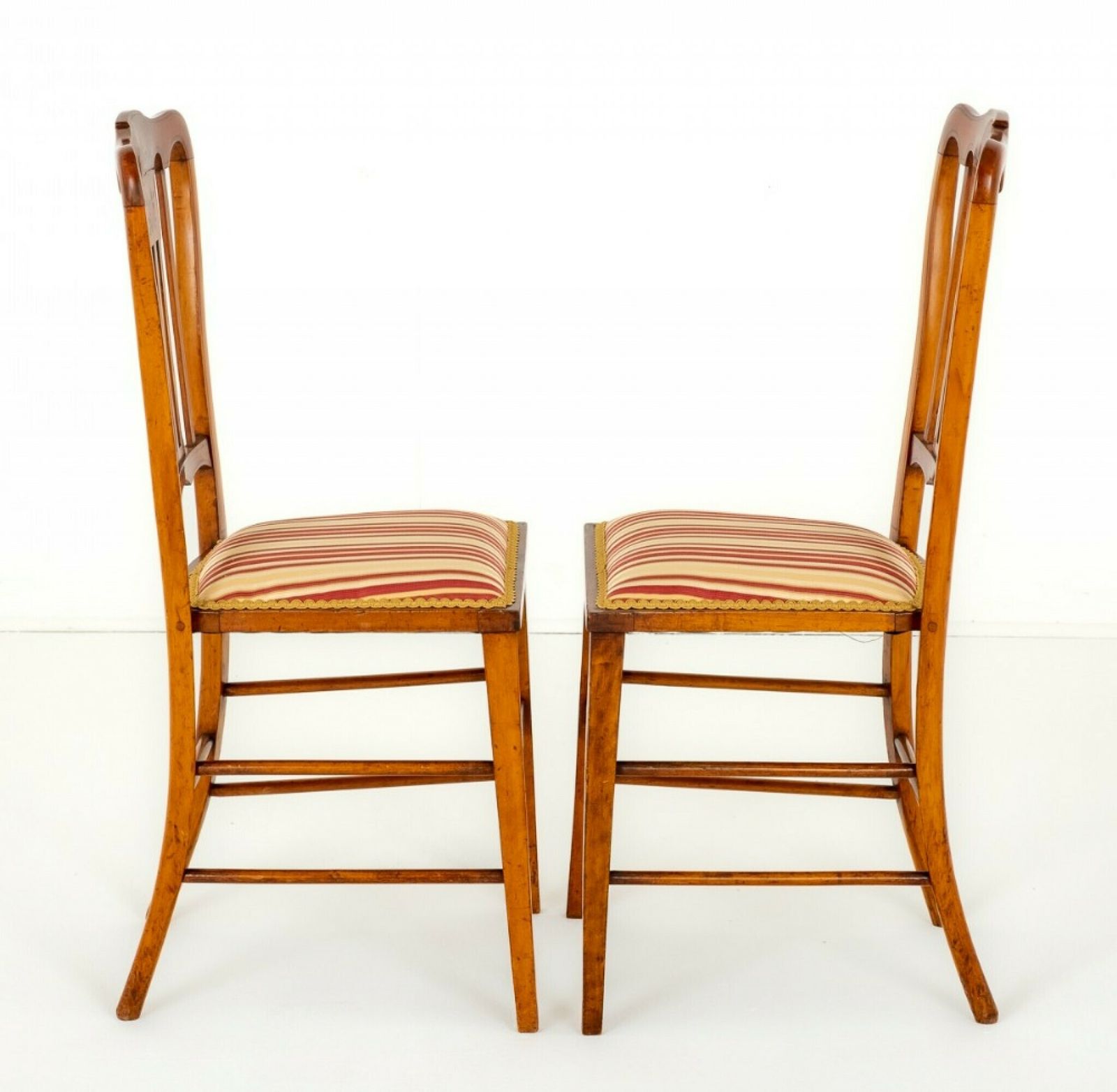 Pair Antique Bedroom Chairs Satinwood 1890 photo Furniture