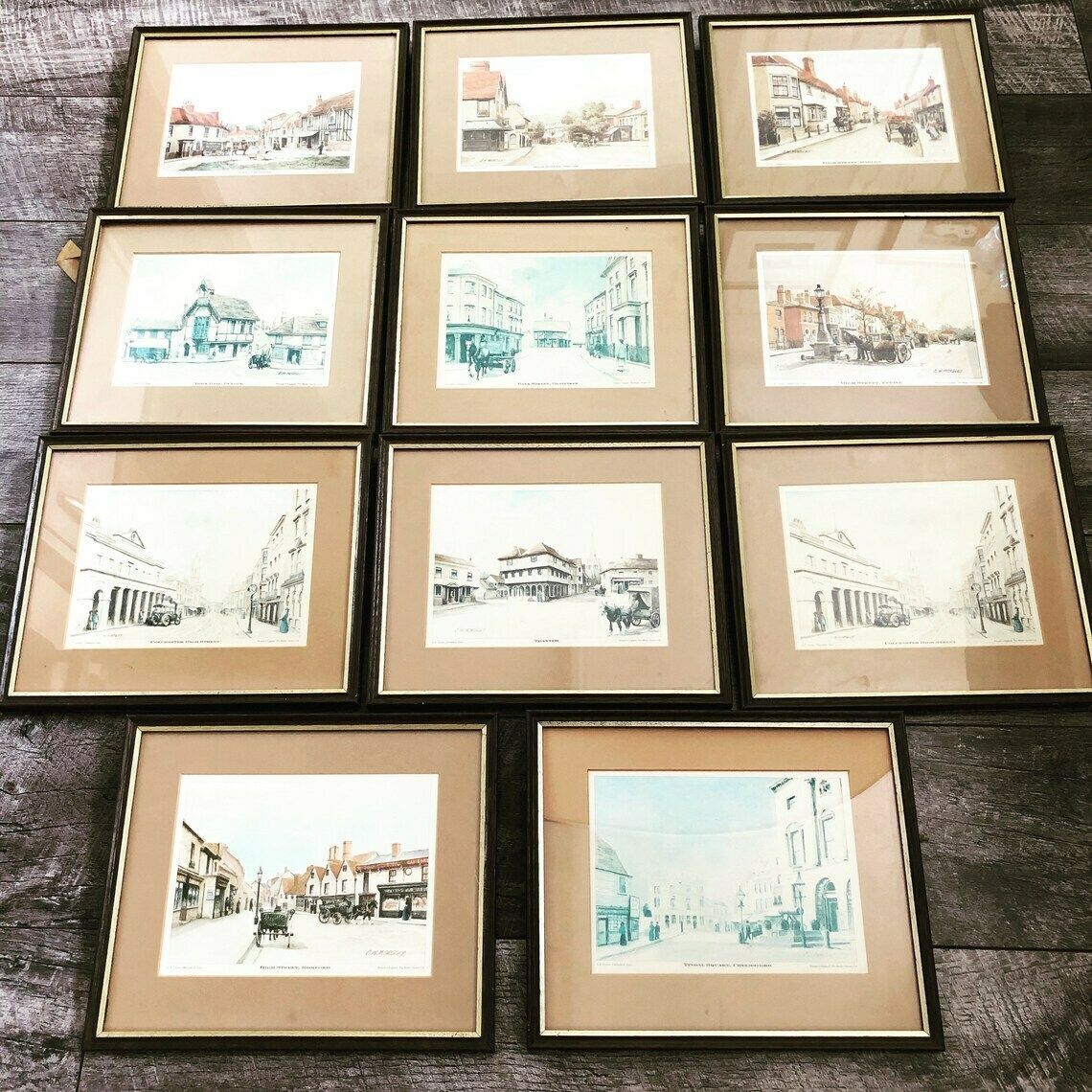 Set Of 11 Framed Essex Prints By C W Morsley Printed By Medici Society   Gp Groves   Chelmsford Framed (Ll) photo vintage