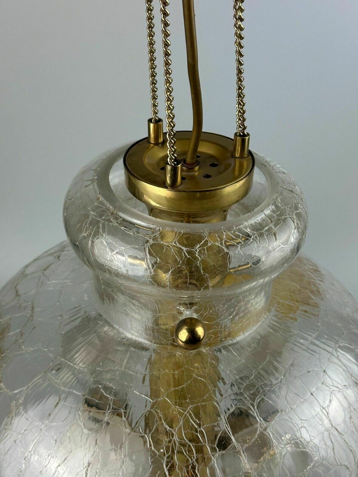 426.0 1960's 1970's Brutalist Ceiling Lamp Pendant Brass & Murano Glass photo