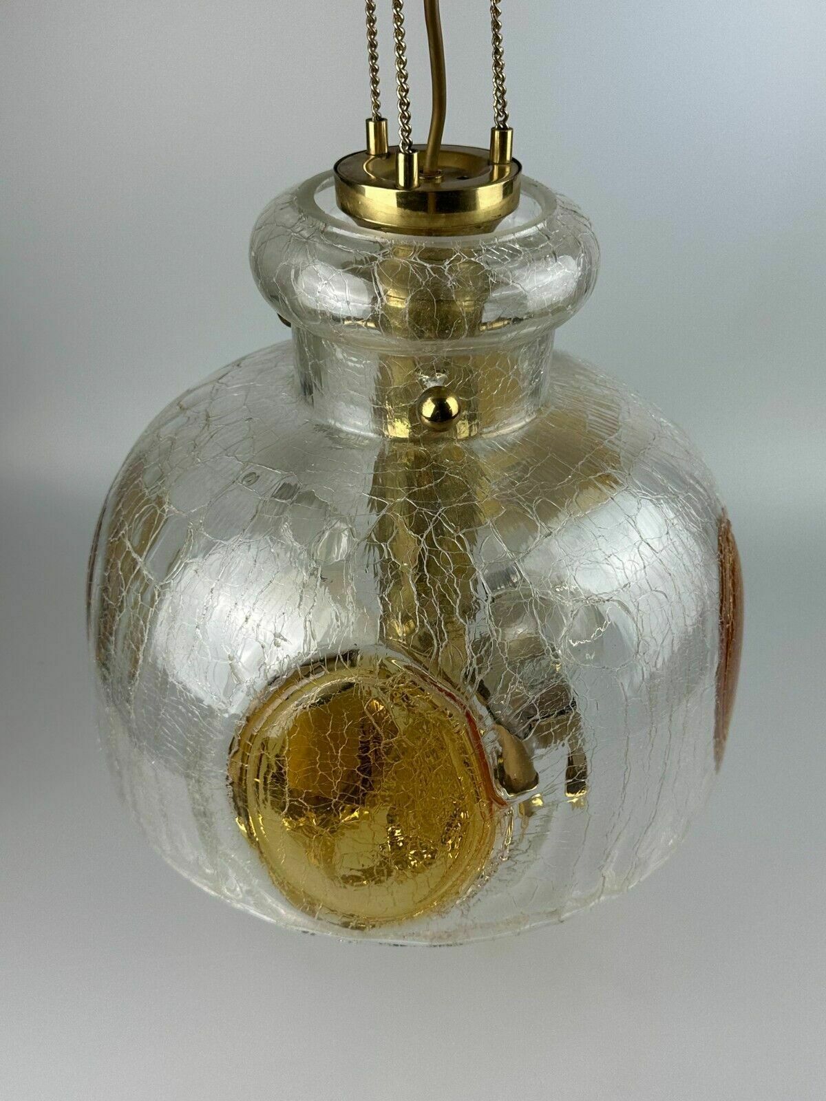 photo vintage 1960's 1970's Brutalist Ceiling Lamp Pendant Brass & Murano Glass