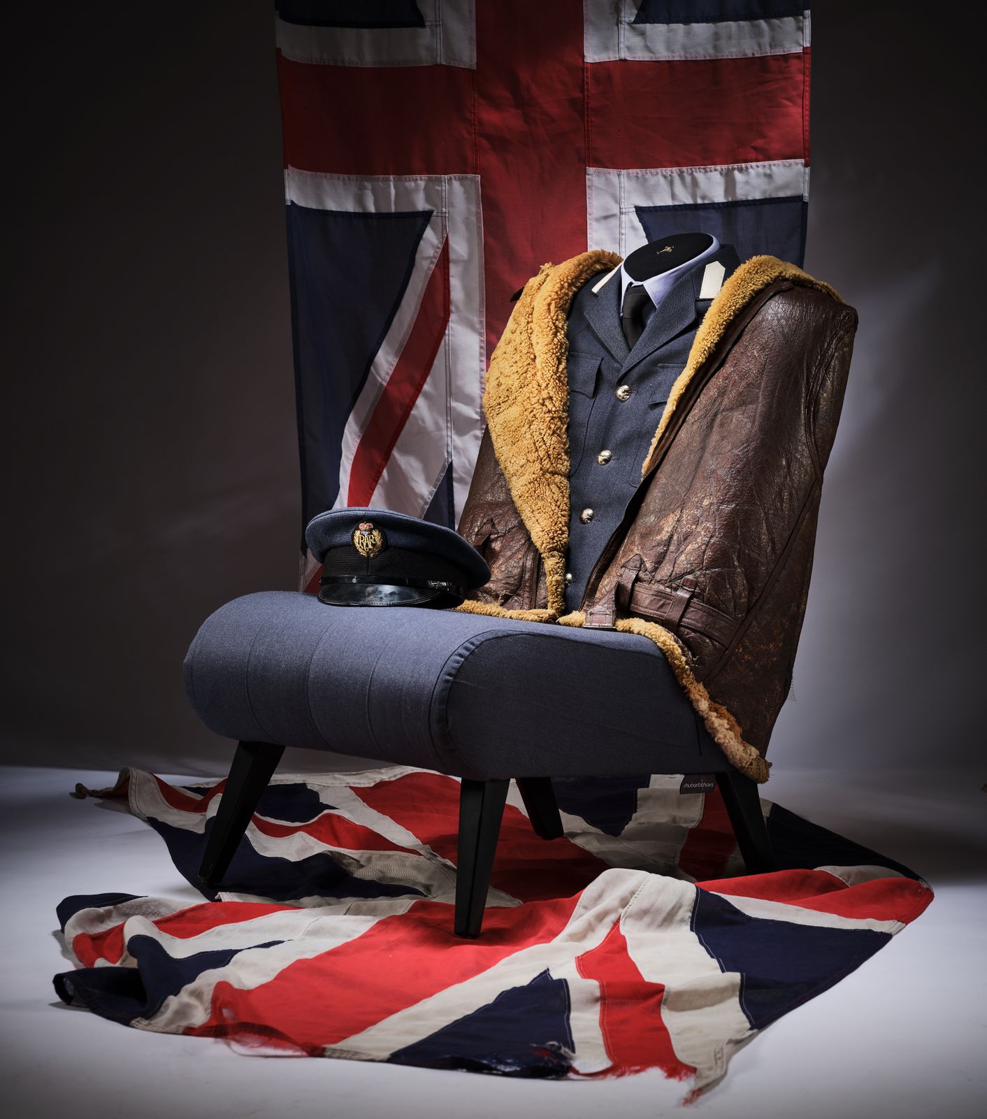 The 'Biggles' One Off Original Ww2 Spitfire Pilot Sheepskin And Leather Irvin Flying Jacket Chair, England Circa 1940's.