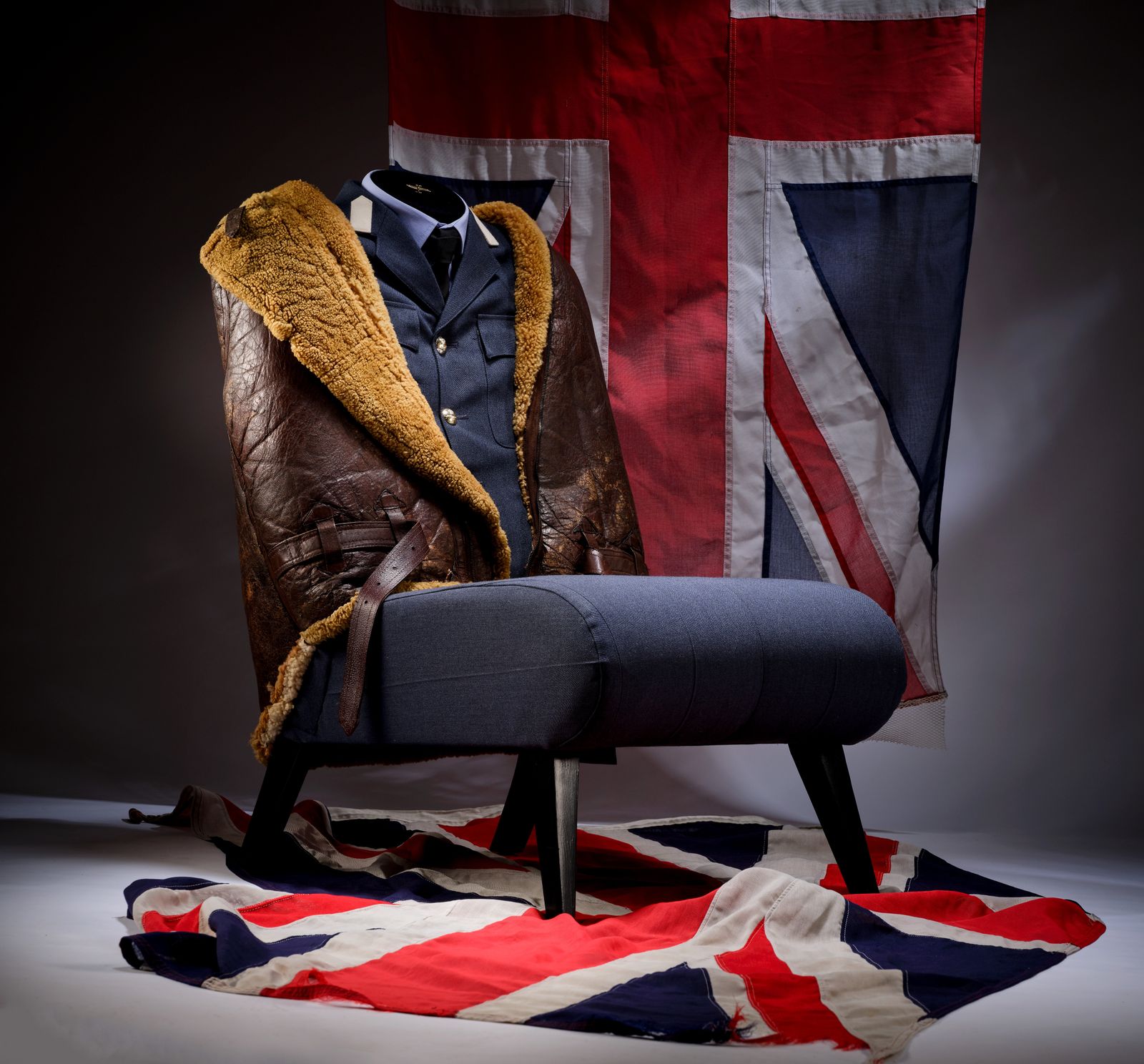 The 'Biggles' One Off Original Ww2 Spitfire Pilot Sheepskin And Leather Irvin Flying Jacket Chair, England Circa 1940's. photo for sale