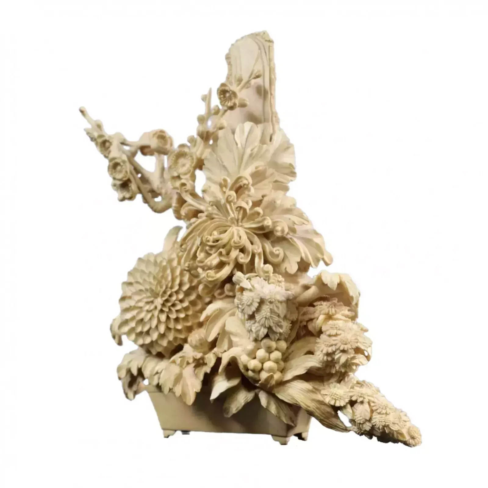 Ikebana "Flowers". Meiji Japan Period Bone Carvings
