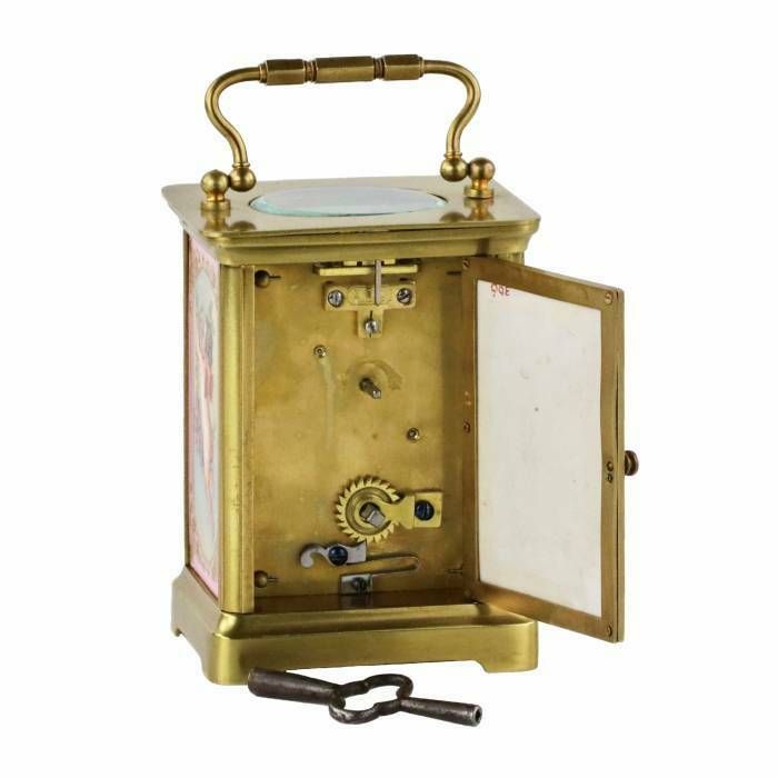 French Carriage Clock With Porcelain Painting, Neo Rococo Style. The Turn Of The 19th 20th Centuries photo Home Decor