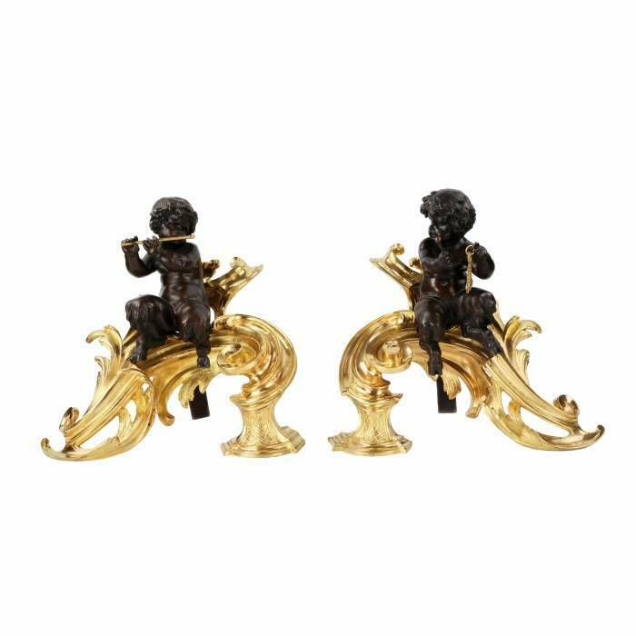 Pair Of Firewood Cabinets In Chiseled, Gilded And Patinated Bronze In The Louis XV Style