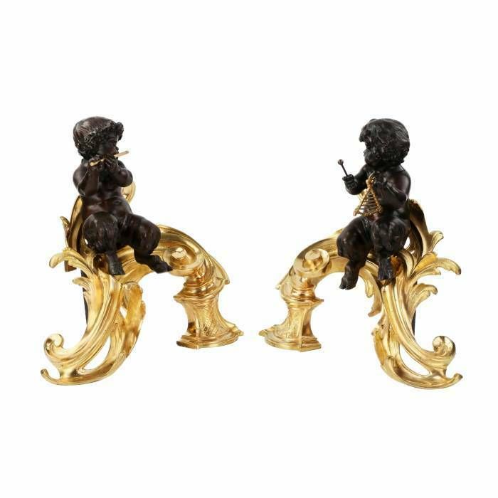 Pair Of Firewood Cabinets In Chiseled, Gilded And Patinated Bronze In The Louis XV Style photo for sale