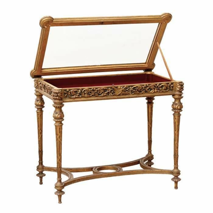 Carved Showcase Table Of Gilded Wood, In The Spirit Of Napoleon III, Late 19th Century photo Furniture