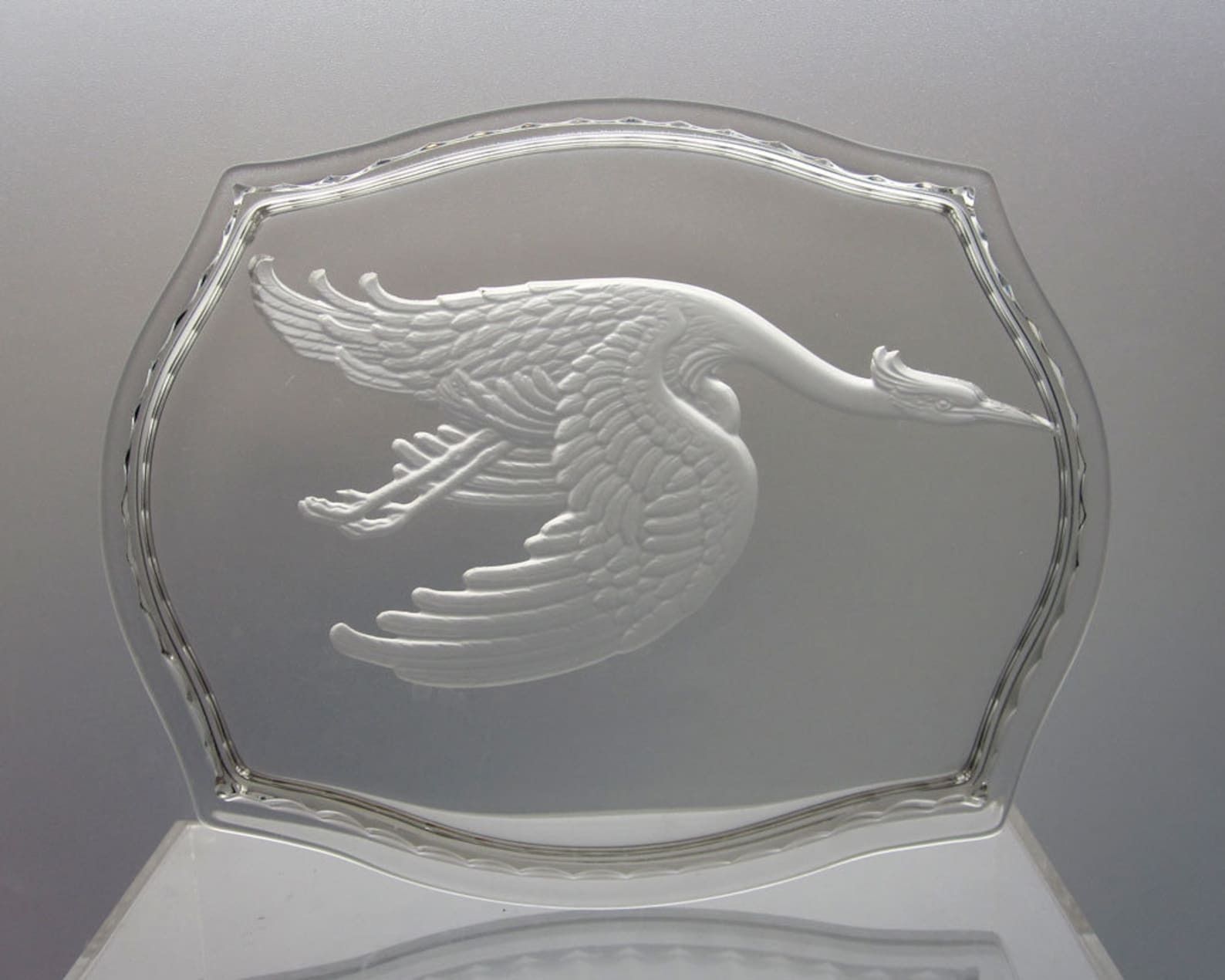 Leroc Crane Glass Trinket Set / Inwald Tray, Trinket Pots X3, Ring Dish photo 50.0