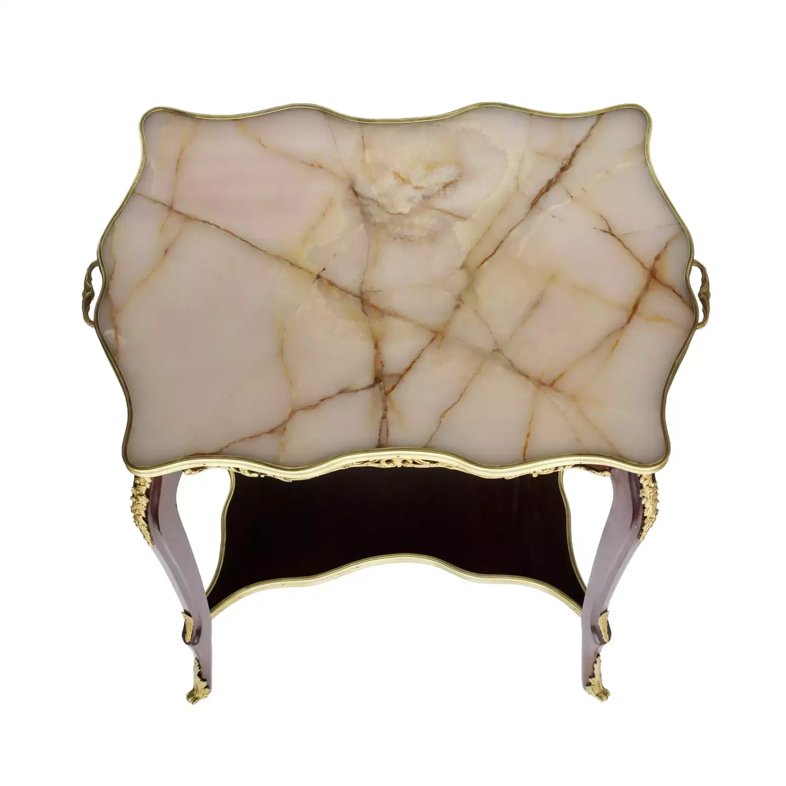 Serving Table Mahogany, Gilded Bronze With A Marble Top Of The Turn Of The 19th And 20th Centuries. photo for sale