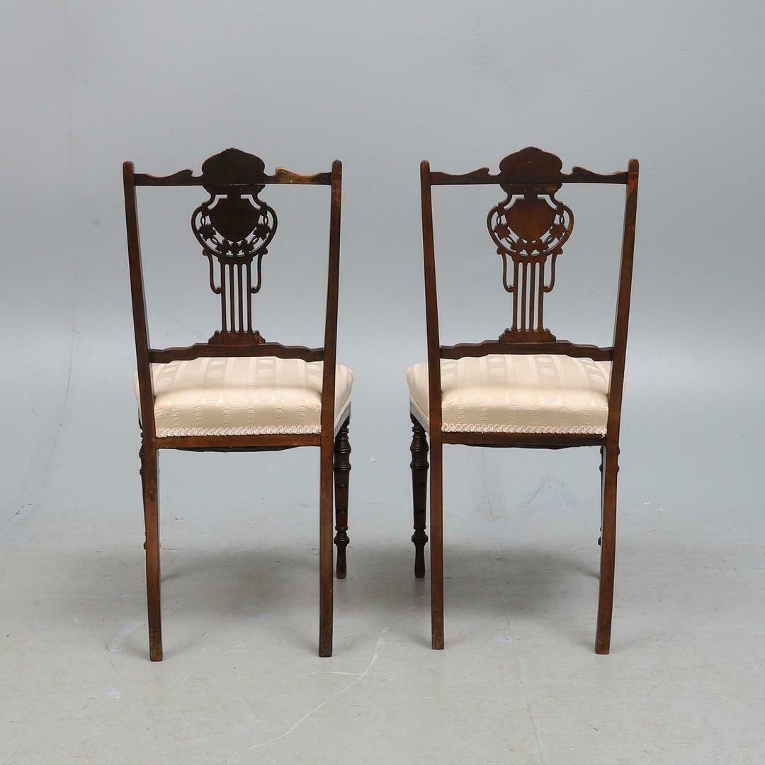 A Pair Of Edwardian Mahganey Boxwood Strung Inlaid Livingroom Chairs Home Decor photo furniture
