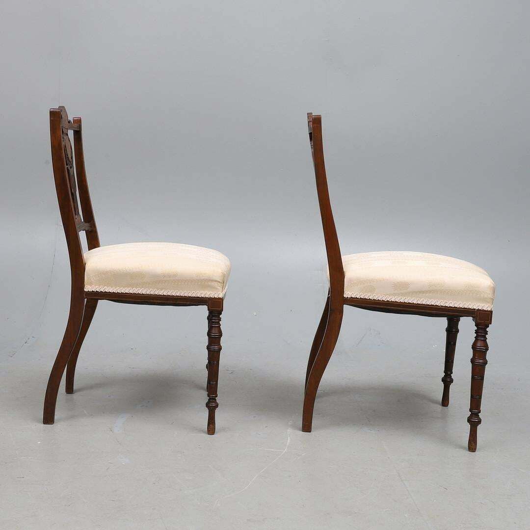 A Pair Of Edwardian Mahganey Boxwood Strung Inlaid Livingroom Chairs Home Decor photo Furniture