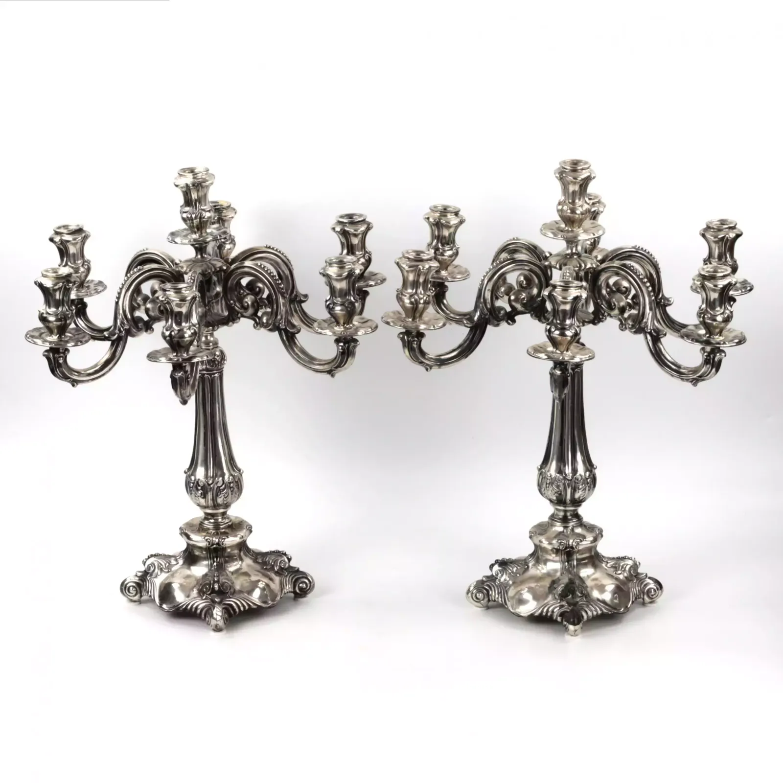 Pair Of Silver Candelabra. Vercelli 1920 Century. photo 5557.0