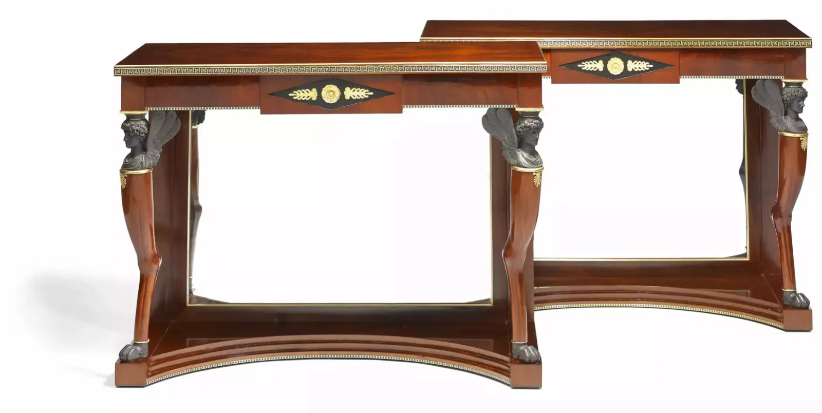 Pair Of Russian Neoclassical Mahogany Consoles. photo furniture