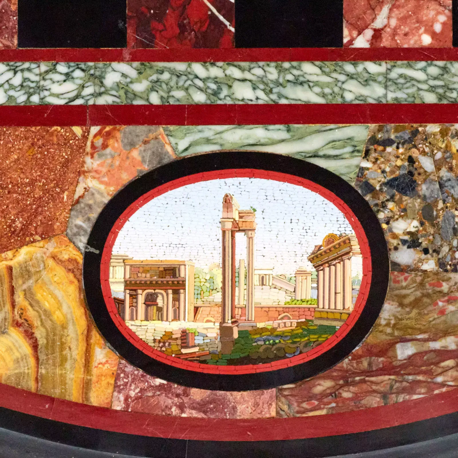 photo furniture Impressive Chess Table With Precious Roman Mosaics On Carved Legs.
