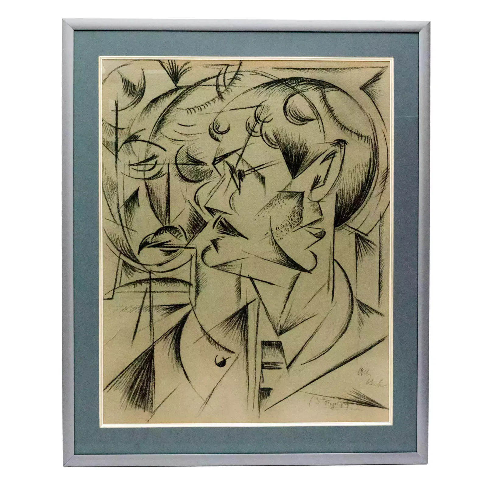 Easel Graphics By Alexander Konstantinovich Bogomazov. Triple Portrait. 1916 photo Art