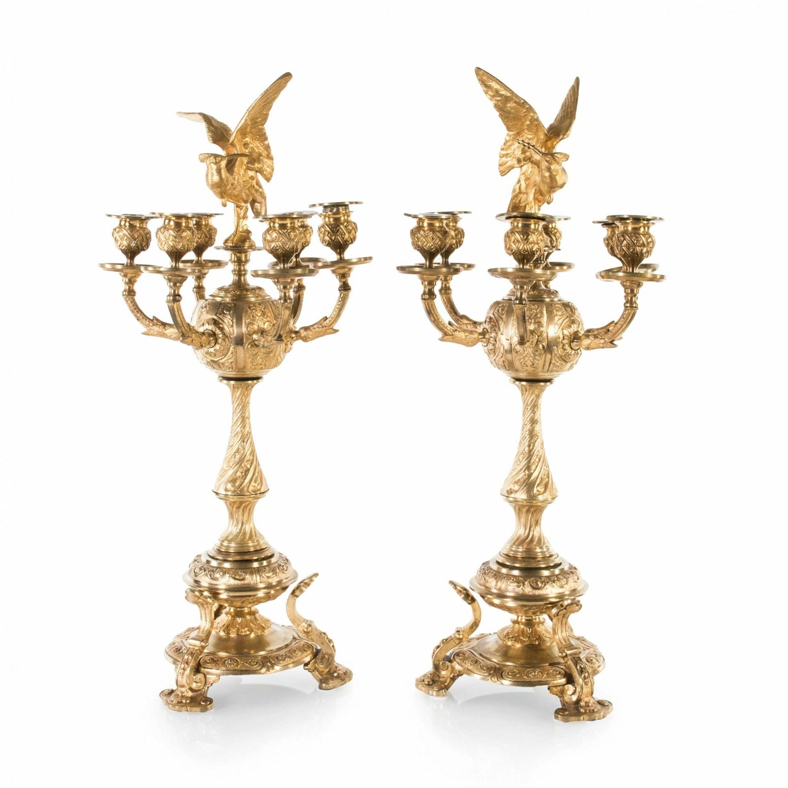 A Pair Of Bronze Candelabra. Russia