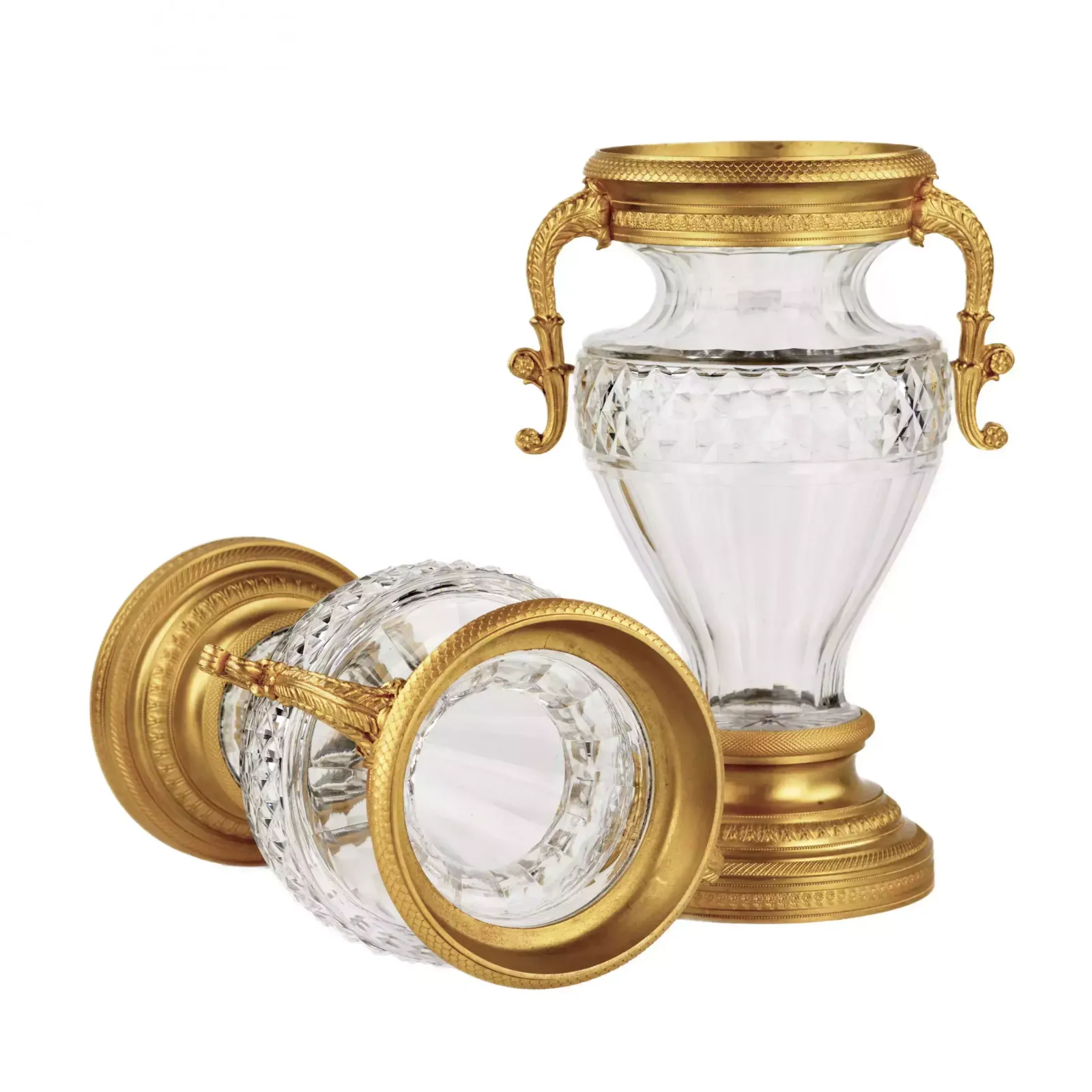 Pair Of Crystal Vases With Gilt Bronze. End Of The 19th Century. photo furniture
