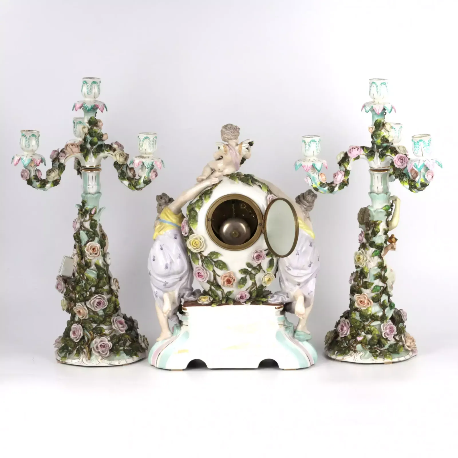 photo for sale Porcelain Watch Set With Candelabra.Sietzendorf 1880