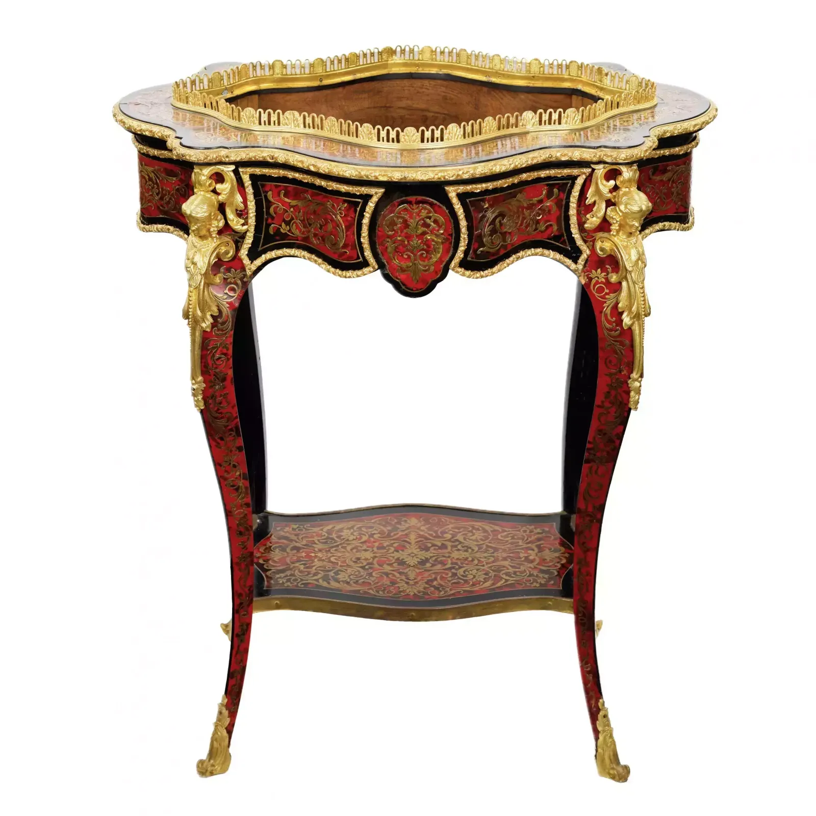 Magnificent Jardinière From The Napoleon III Period, Made In The Boulle Style. photo vinterior