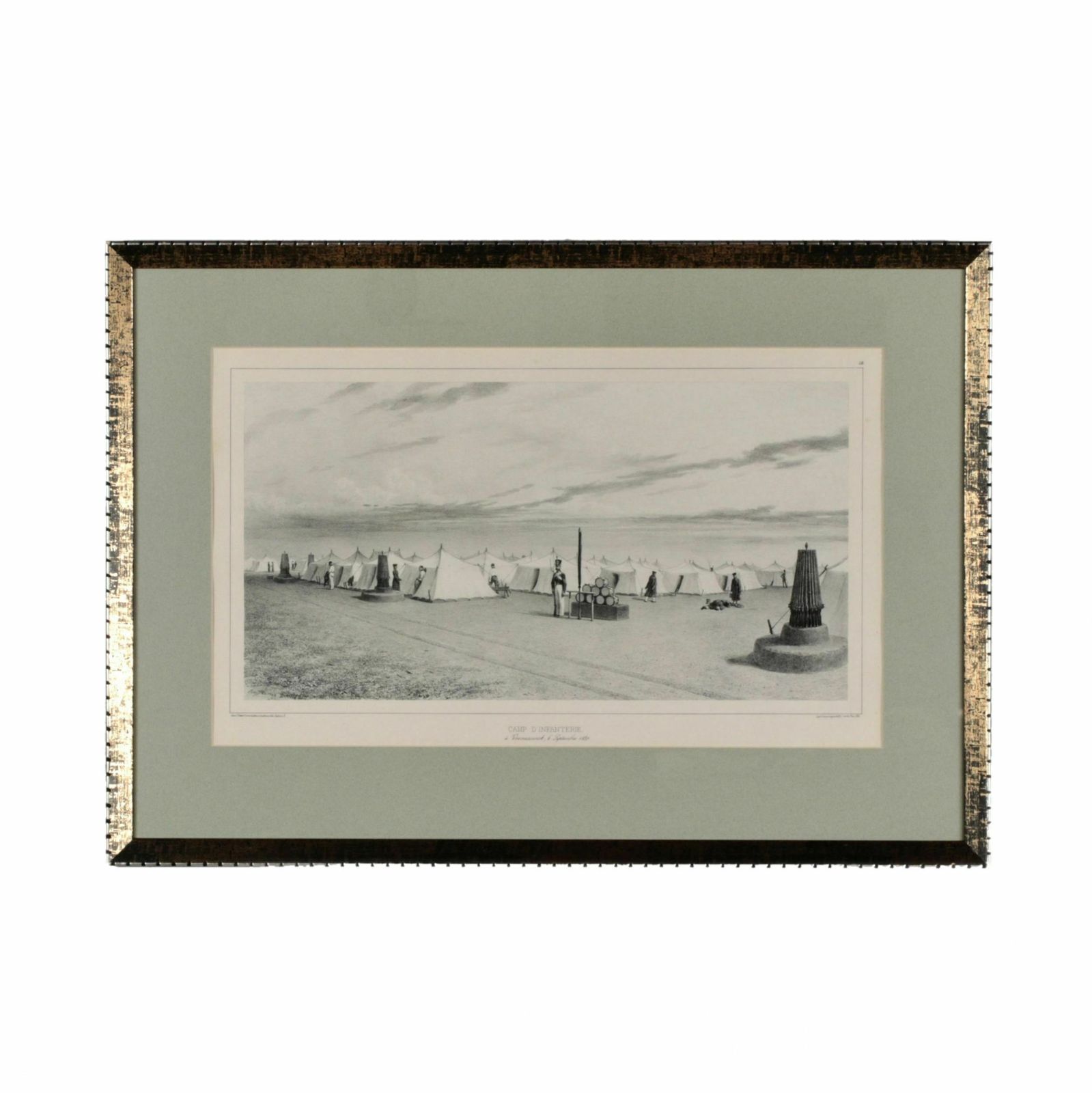 Lithograph Camp Of The Infantry In Voznesensk 1837