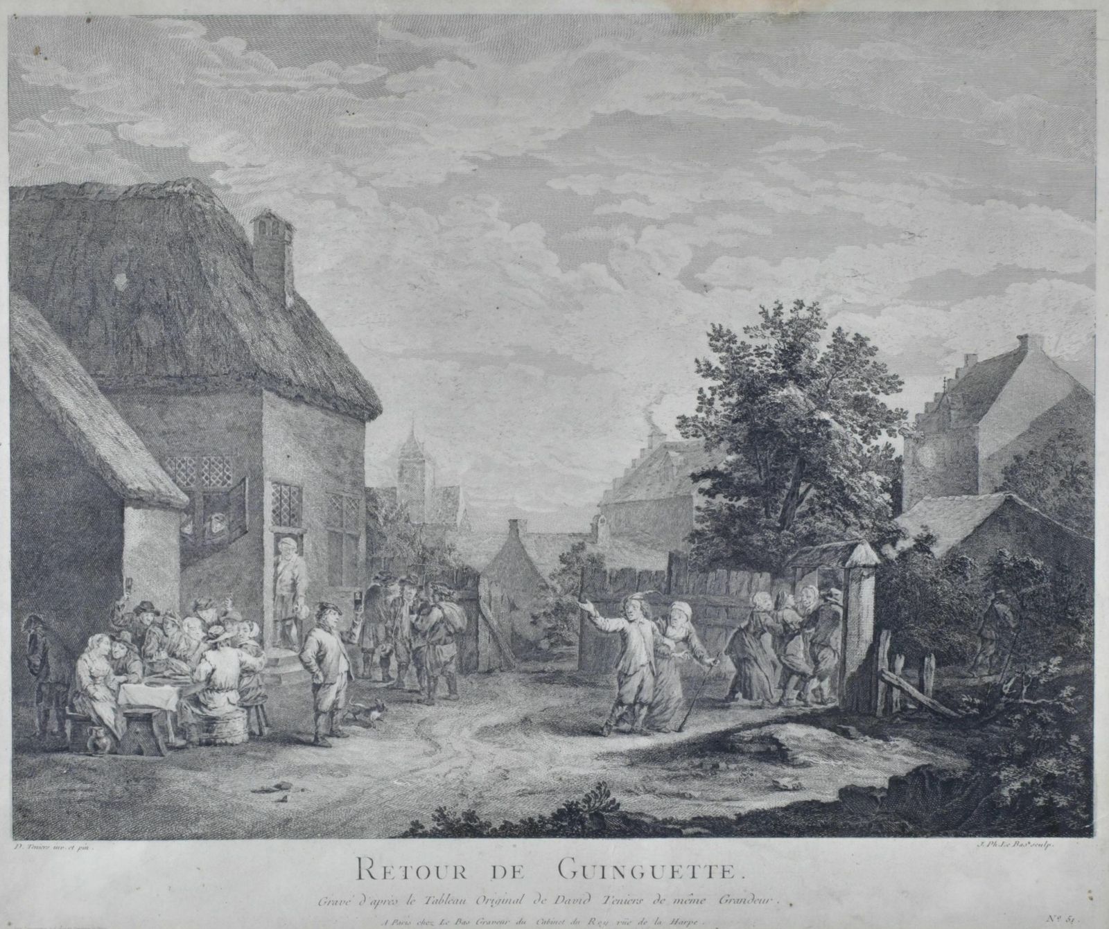 French Engraving Of The 18th Century By David Teniers. "Return From The Tavern photo furniture