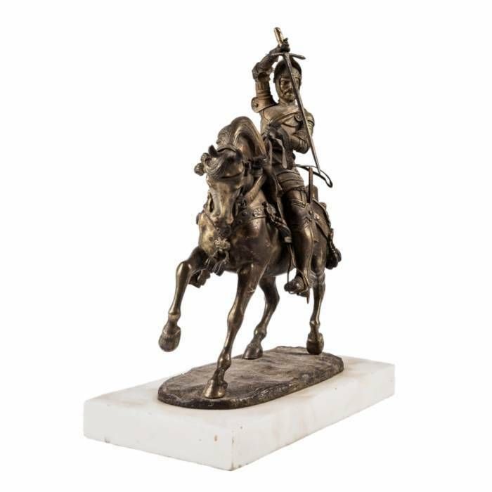 Carlo Marochetti. Bronze Figure Of An Equestrian Knight. Duke Of Savoy photo furniture