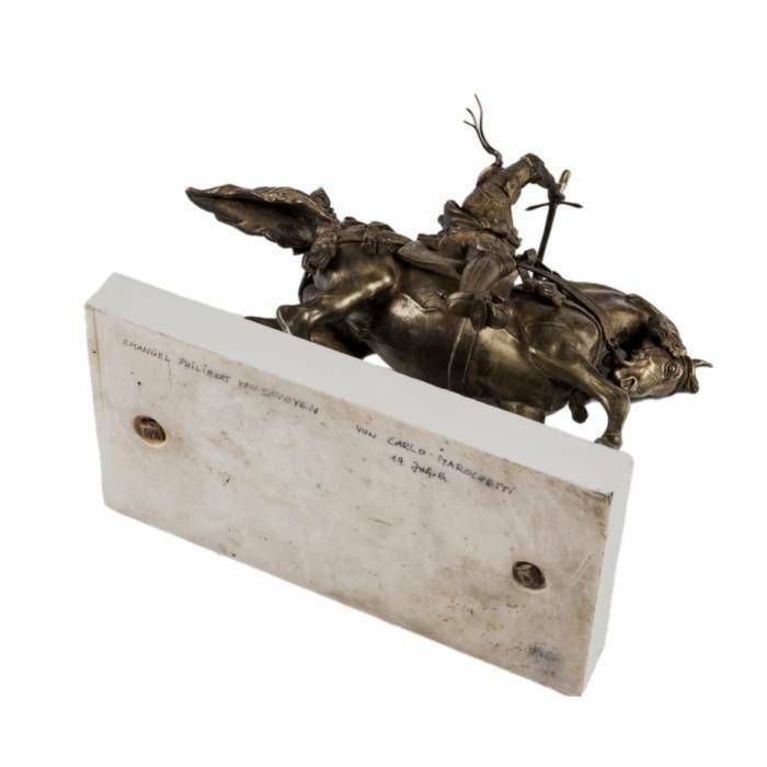 Carlo Marochetti. Bronze Figure Of An Equestrian Knight. Duke Of Savoy photo vintage