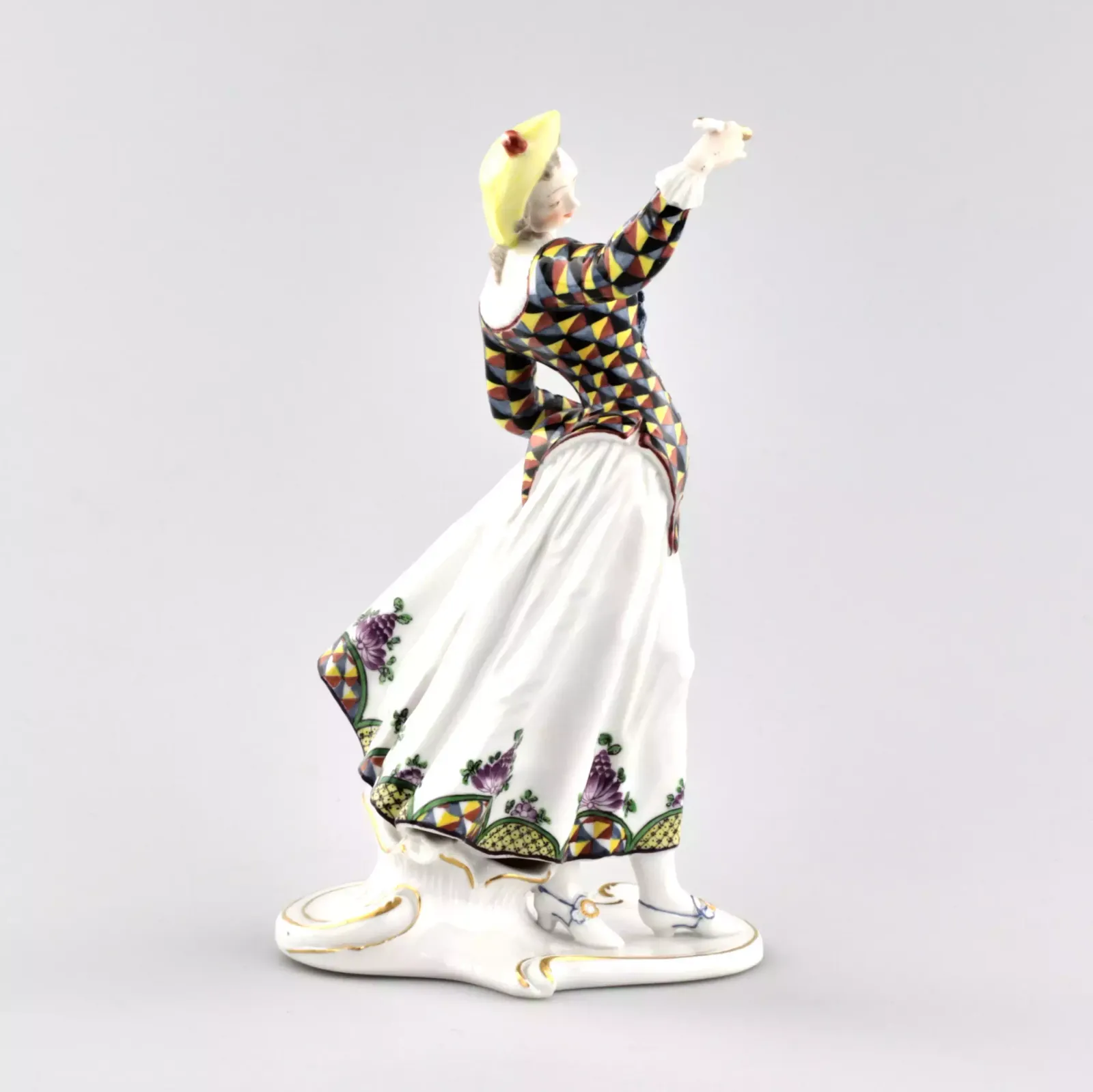 Porcelain Figurine Columbine With A Saucer. Nymphenburg. Germany. The Beginning Of The 20th Century. photo vintage