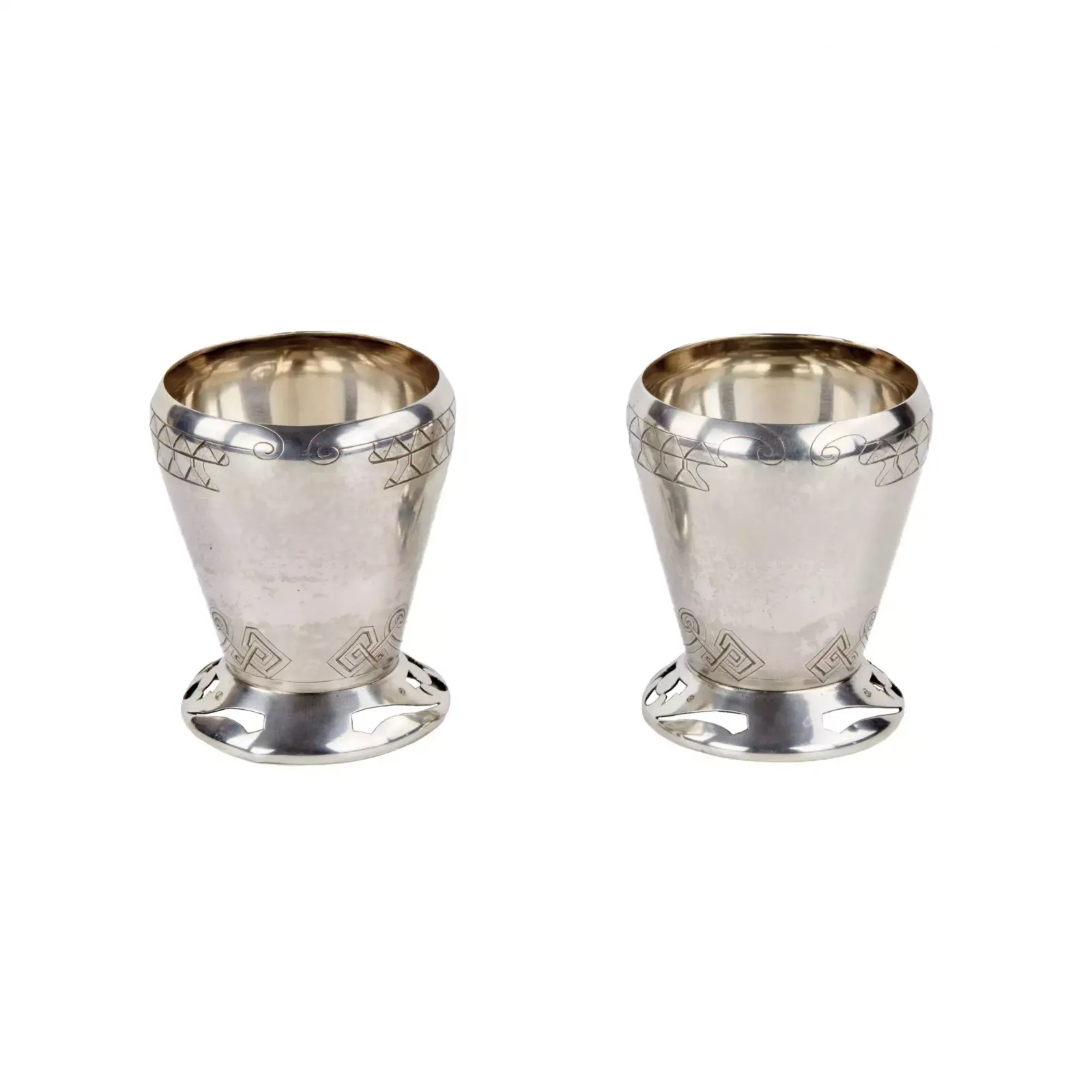 Pair Of Russian Art Nouveau Silver Vases. photo for sale