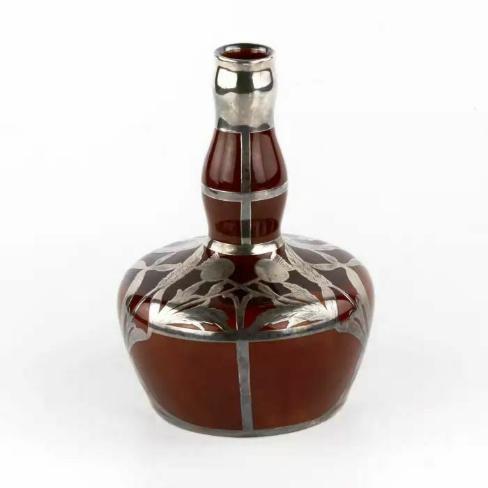 An Elegant Porcelain Vase In A Silver Braid In The Art Nouveau Style. Crown Staffordshire. photo for sale