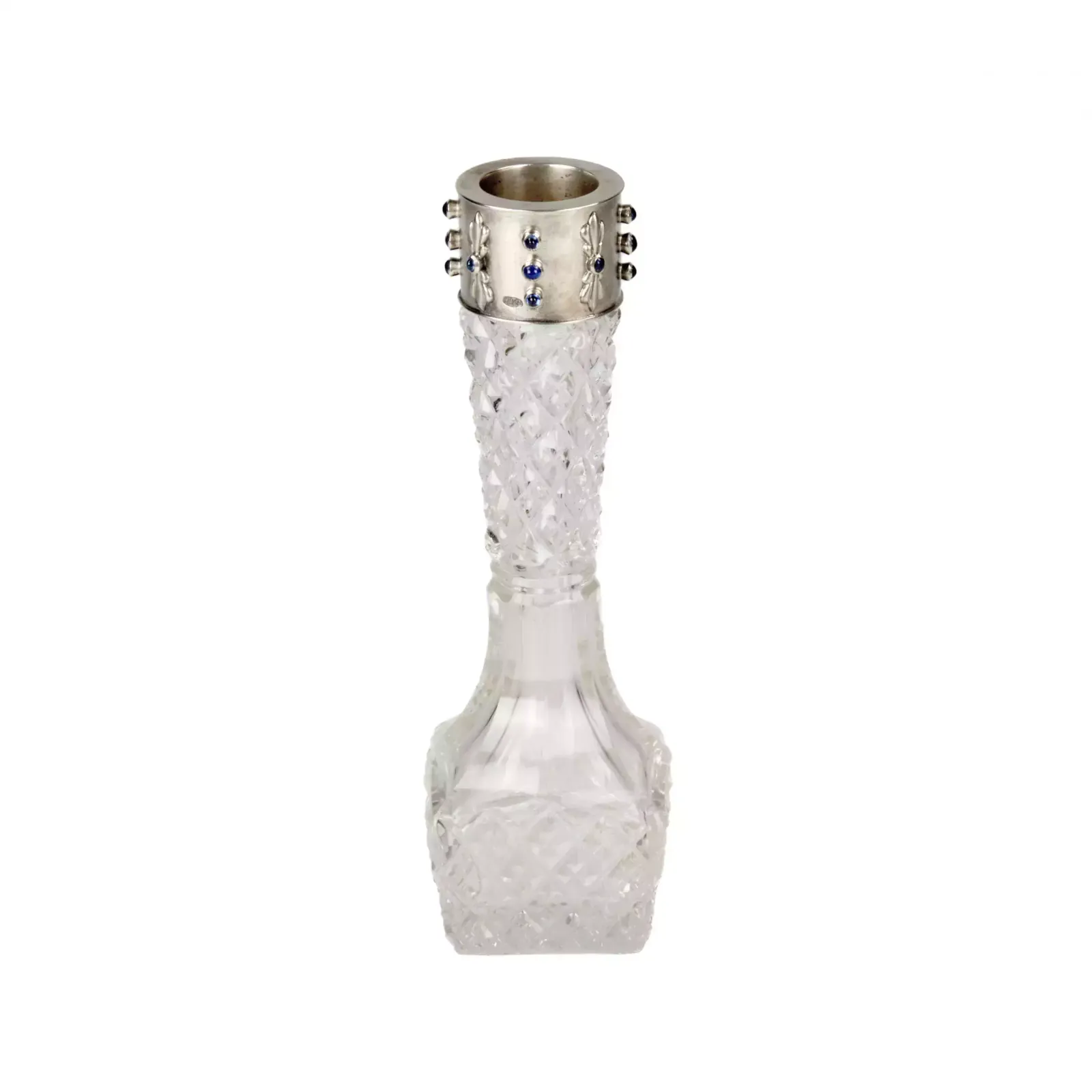 Russian, Crystal Vase With A Silver Frame. St. Petersburg. The Turn Of The 19th 20th Centuries.