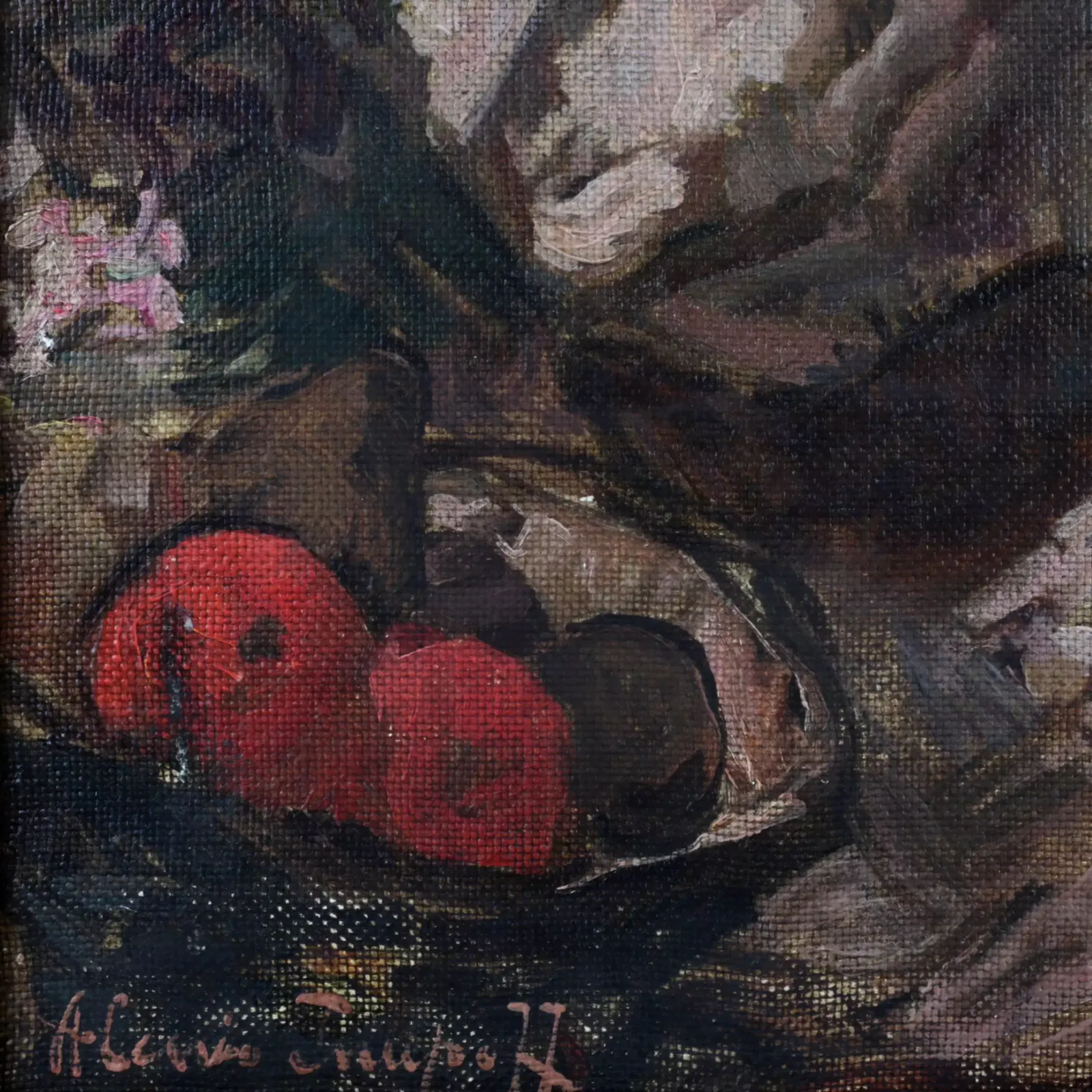 Painting "Lady With A Parrot", Early 20th Century photo furniture