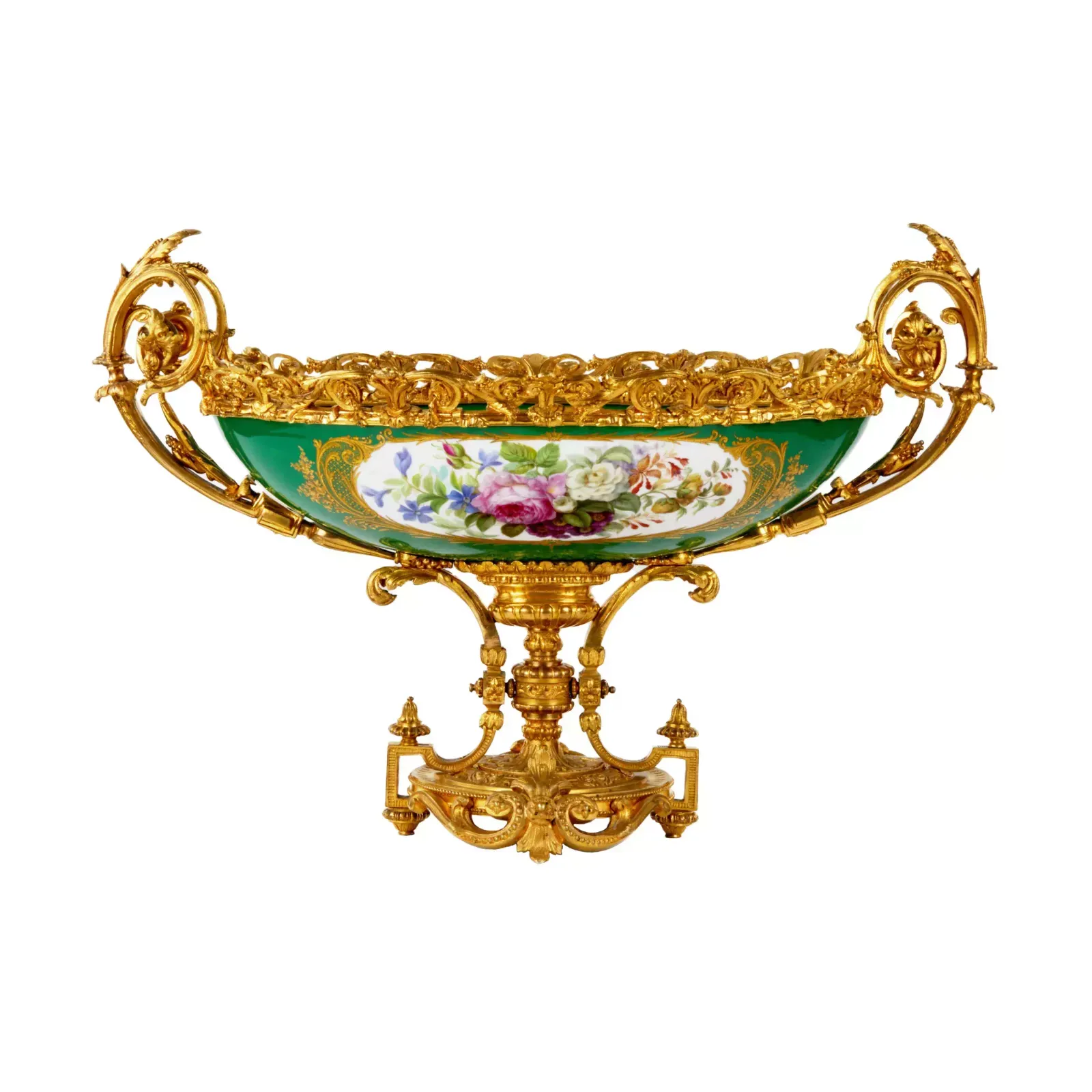 Large Vase Of Gilded Bronze And Porcelain. photo 3206.0