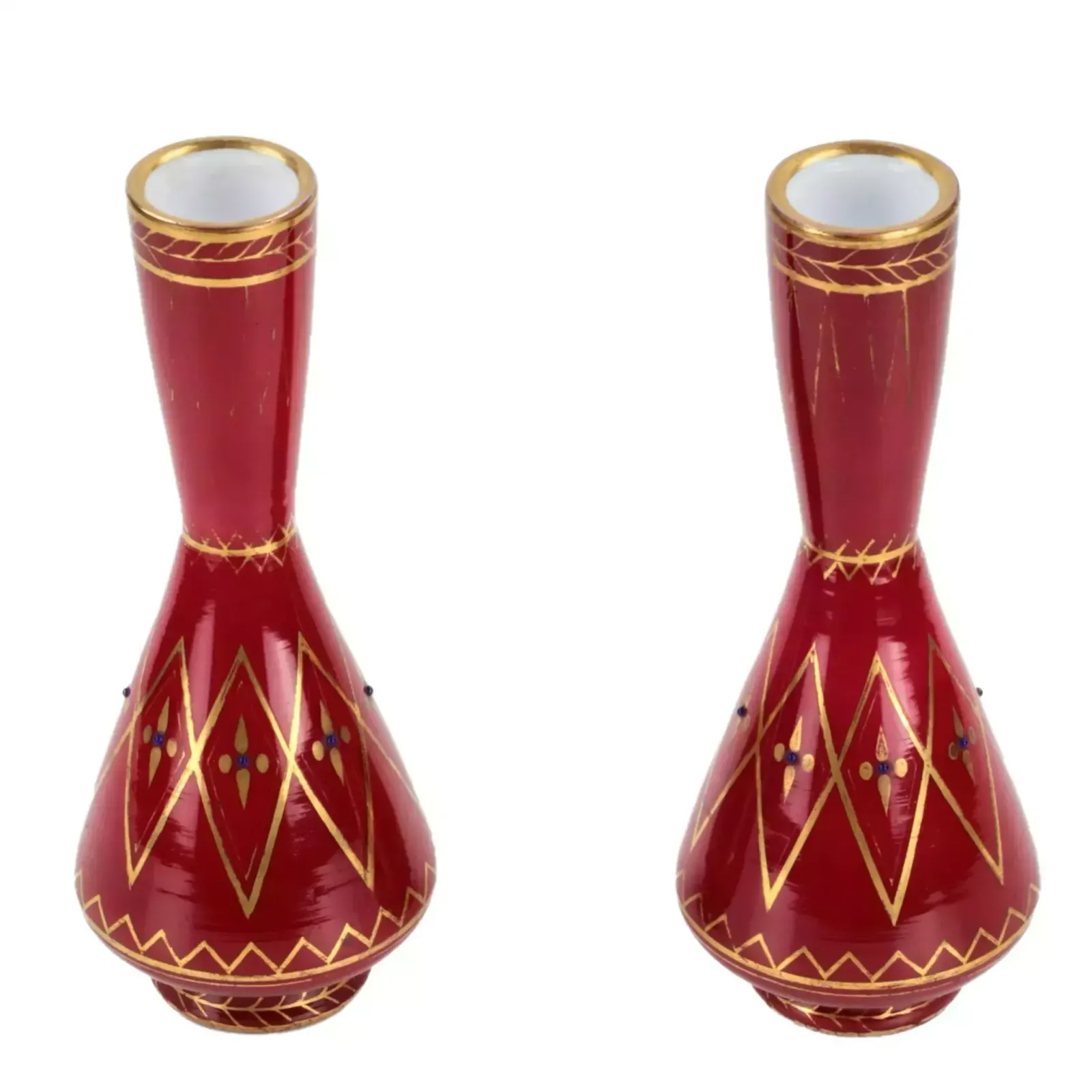 A Pair Of Vases From The Imperial Glass Factory. Mid 19th Century.
