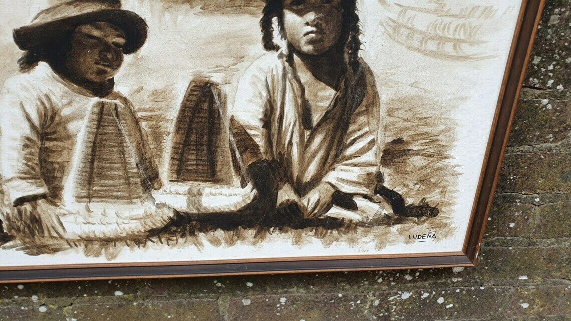 Magnificent Original Artwork By Ludena   Peruvian South American Children's Portrait. Acrylic Or Watercolour photo Art